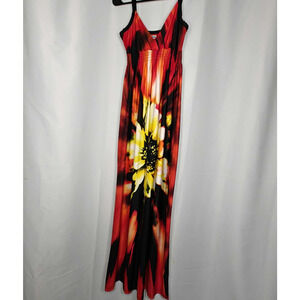 Bailey Blue womens M maxi dress red black sunflower beautiful adjustable straps